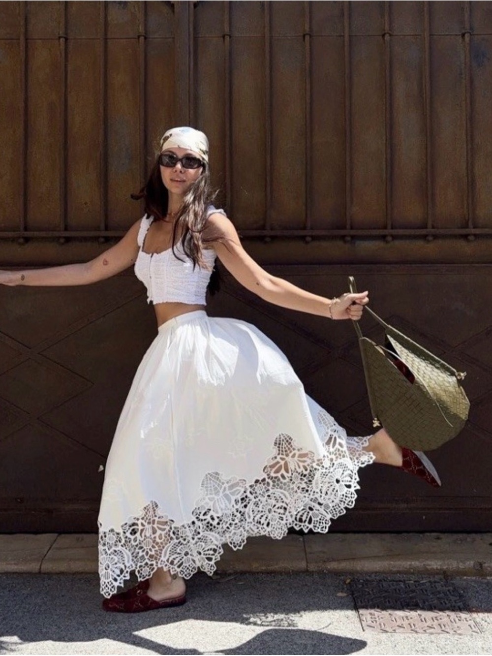 Zara lace embroidery skirt